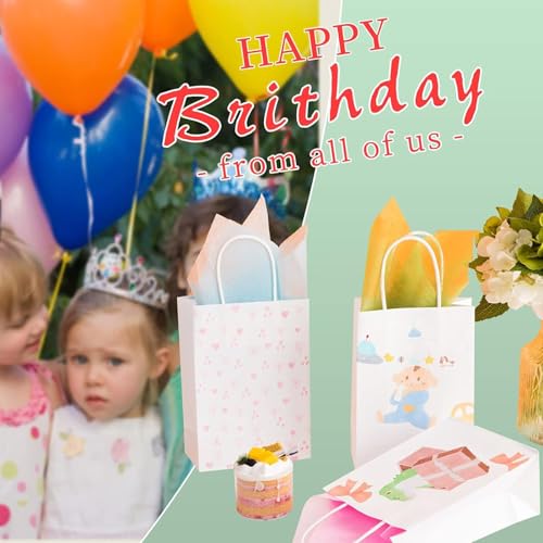RACETOP White Paper Bags with Handles Bulk 8"x4.5"x10.8" 100Pcs Gift Bags Medium Size, White Gift Bags with Handles, Gift Bag Bulk for Retail, Party, Shopping, Merchandise - Image 5