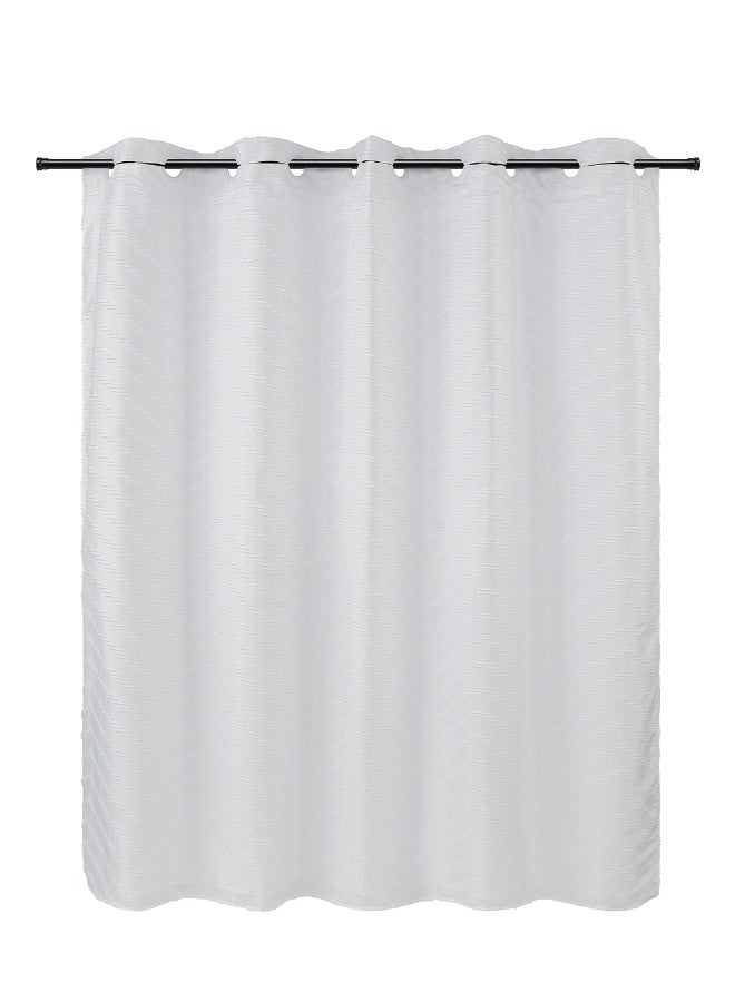 Noon East No Hook Shower Curtain with Snap in Liner Replacement - Waterproof Fabric - Boho Pattern, 180x188cm Size - White - Image 2
