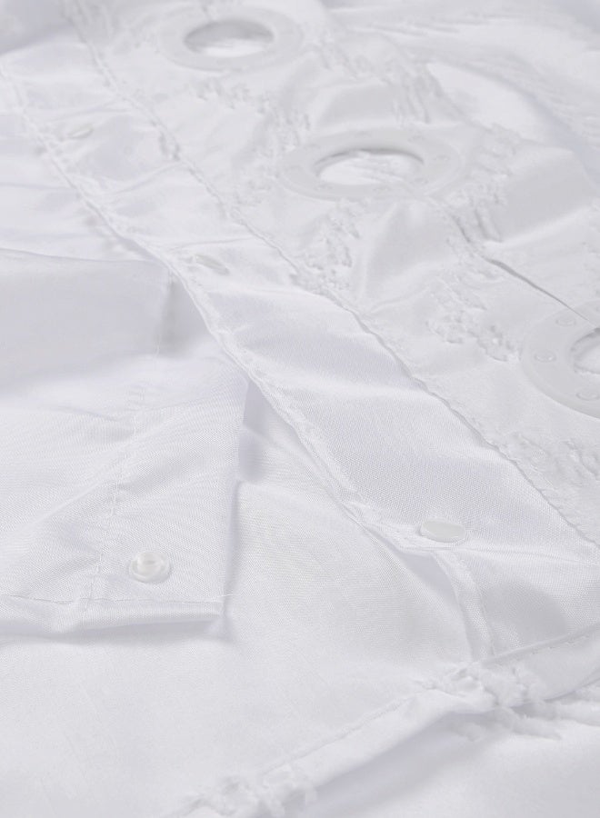 Noon East No Hook Shower Curtain with Snap in Liner Replacement - Waterproof Fabric - Boho Pattern, 180x188cm Size - White - Image 5