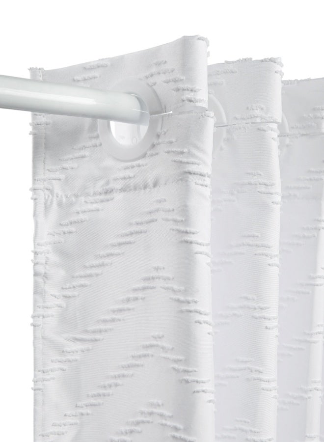 Noon East No Hook Shower Curtain with Snap in Liner Replacement - Waterproof Fabric - Boho Pattern, 180x188cm Size - White - Image 3