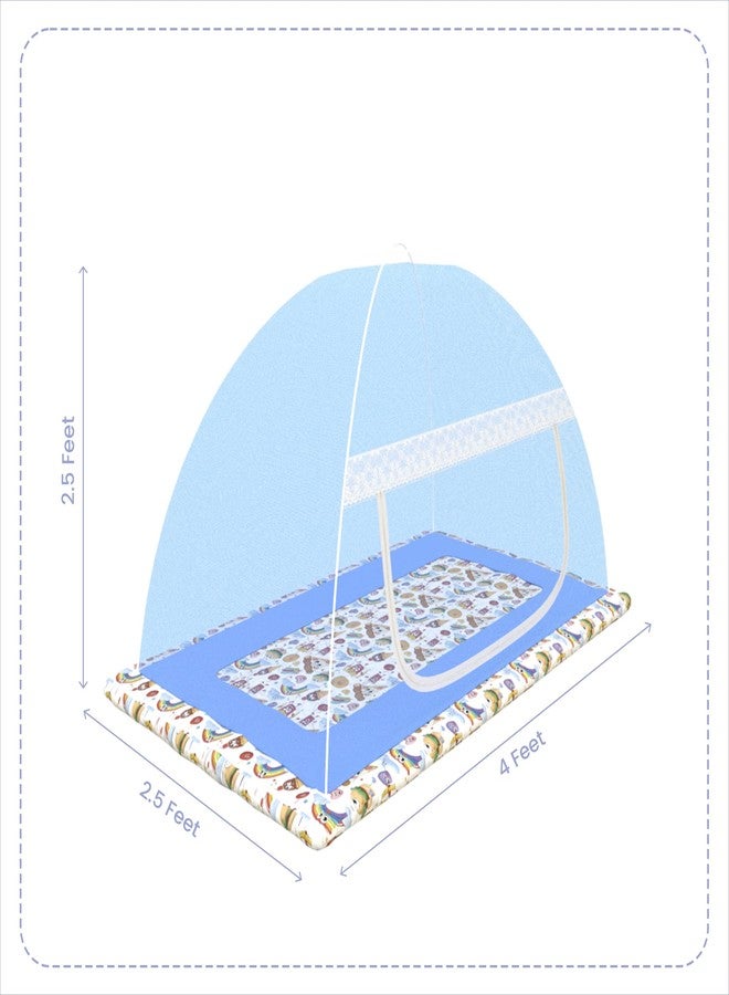 Fegore Foldable Baby Mosquito Net Strong Durable 30 GSM Use Polyester Material Premium Fabric Machardani for 0 to 24 Months Babies (Blue Color 4 Ft x 2.5 Ft Size) - Image 3