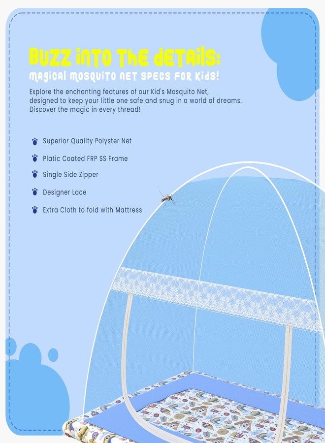Fegore Foldable Baby Mosquito Net Strong Durable 30 GSM Use Polyester Material Premium Fabric Machardani for 0 to 24 Months Babies (Blue Color 4 Ft x 2.5 Ft Size) - Image 4