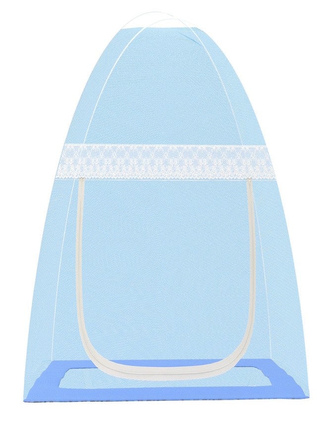 Fegore Foldable Baby Mosquito Net Strong Durable 30 GSM Use Polyester Material Premium Fabric Machardani for 0 to 24 Months Babies (Blue Color 4 Ft x 2.5 Ft Size) - Image 1