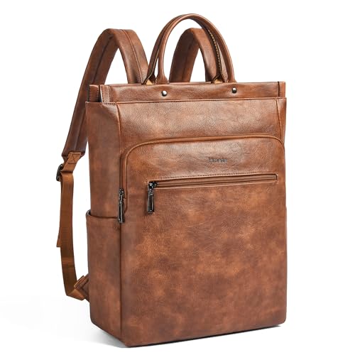 Mroede Leather Laptop Backpack for Women Travel Backpack Purse Fits 156 Inch Laptop Casual Daypack with Laptop Compartment for Men Teachers College Work Business Nurse Weekender Black - Image 1