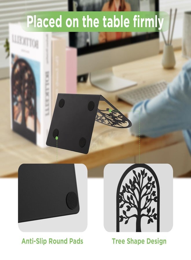 Anhow Bookends for Shelves, Book Ends Decorative for Heavy Books, Metal Book Shelf Holder for Home Office Black Book Ends -3 Pairs/ 6 PCS, Black - Image 5