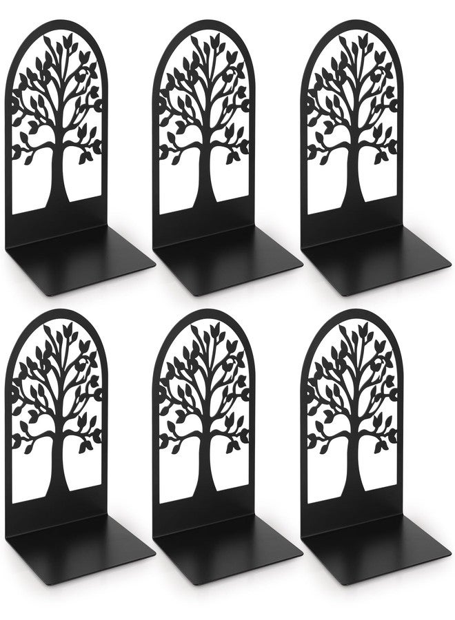 Anhow Bookends for Shelves, Book Ends Decorative for Heavy Books, Metal Book Shelf Holder for Home Office Black Book Ends -3 Pairs/ 6 PCS, Black - Image 1