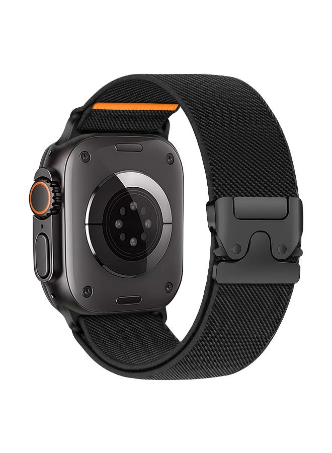 X-level Sport Band Compatible with Apple Watch Ultra Band 49mm 46mm 45mm 44mm for Men, Soft Nylon Strap Adjustable Wristbands Parachute Buckle Stretchy Fabric Nylon Wide Strap Wristband for iWatch Series 8/7/SE/6/5/4/3/2/1 Black - Image 1