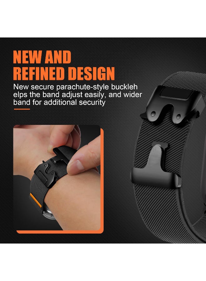 X-level Sport Band Compatible with Apple Watch Ultra Band 49mm 46mm 45mm 44mm for Men, Soft Nylon Strap Adjustable Wristbands Parachute Buckle Stretchy Fabric Nylon Wide Strap Wristband for iWatch Series 8/7/SE/6/5/4/3/2/1 Black - Image 4