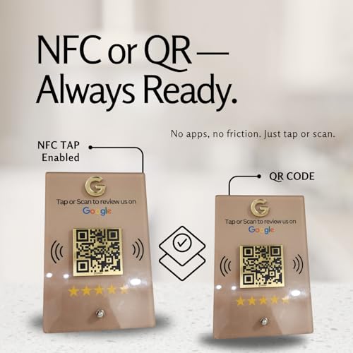 tinydabba NFC & QR Tap or Scan Standee for Business | Shops, Clinics, Salons, Restaurants | Golden QR With Integrated NFC - Acrylic Standee - Image 5