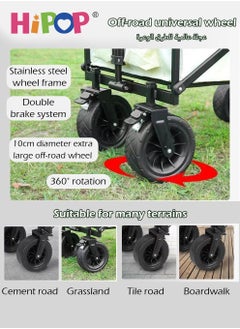 HIPOP Folding Camping Cart and Shopping Cart with Detachable Alloy Desktop,Multi-Function Outdoor Campsite Cart,Flexible Steering and Adjustable Handle,Large Capacity Suitable for Outdoor Camping,Parties  - Image 3