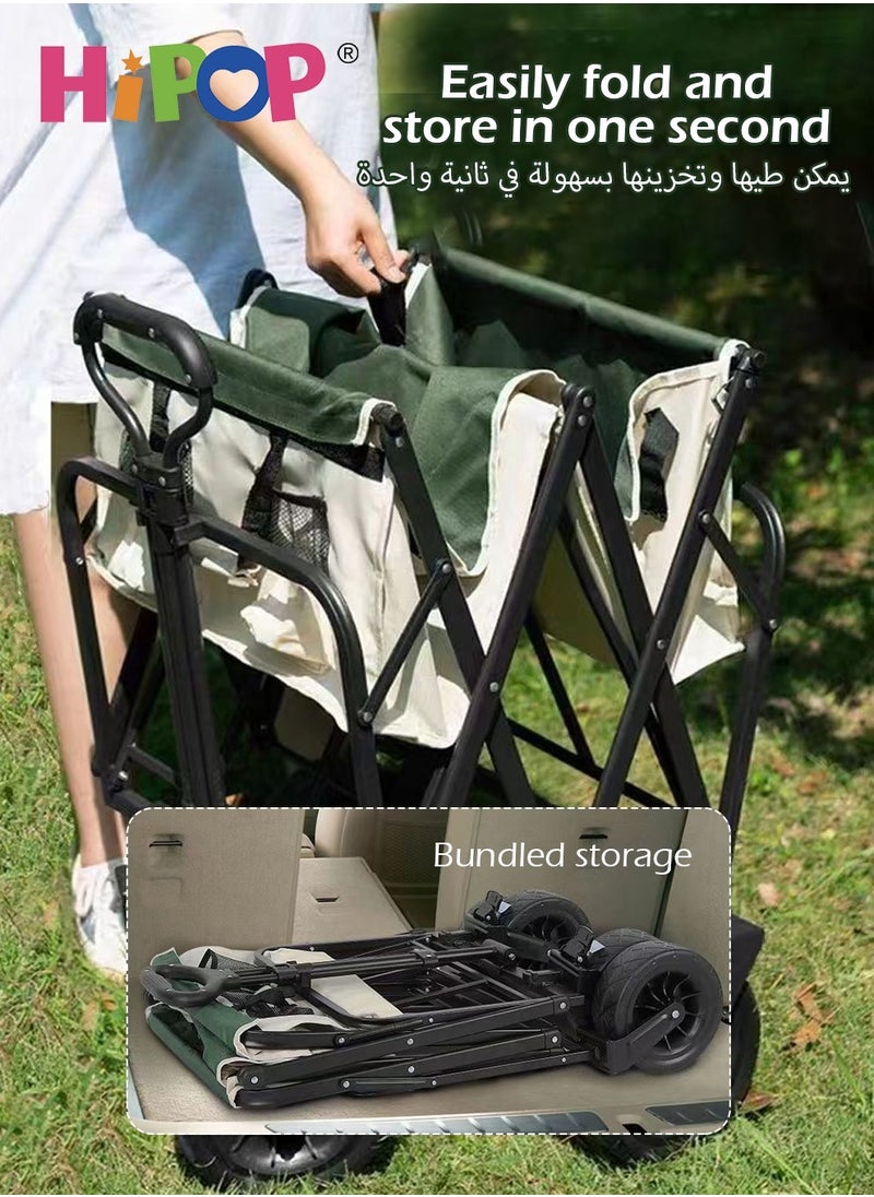 HIPOP Folding Camping Cart and Shopping Cart with Detachable Alloy Desktop,Multi-Function Outdoor Campsite Cart,Flexible Steering and Adjustable Handle,Large Capacity Suitable for Outdoor Camping,Parties  - Image 5