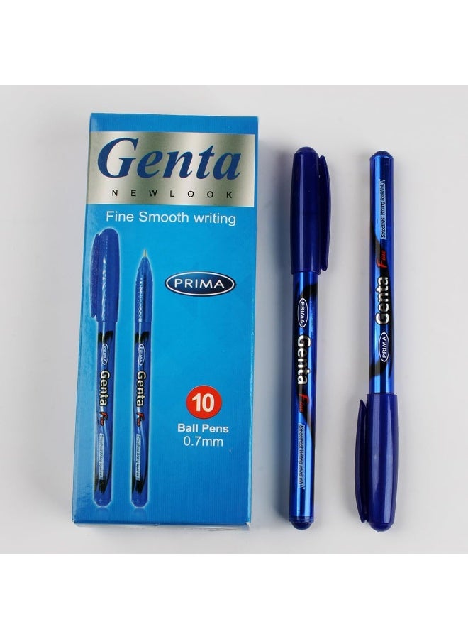 بريما قلم حبر جاف بريما جينتا، كتابة سلسة ودقيقة، حبر سائل 0.7 مم، عبوة من 10 أقلام - أزرق وأحمر (عبوتان) - Image 2