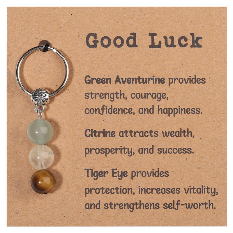 GINAZL Good Luck Keychain Gift, Natural Crystals Keychain Lucky Charm Luckiness Meaning Keychains Accessory Lucky Souvenir Friendship Good Luck in Examination Positivity Gifts (GL) - Image 1