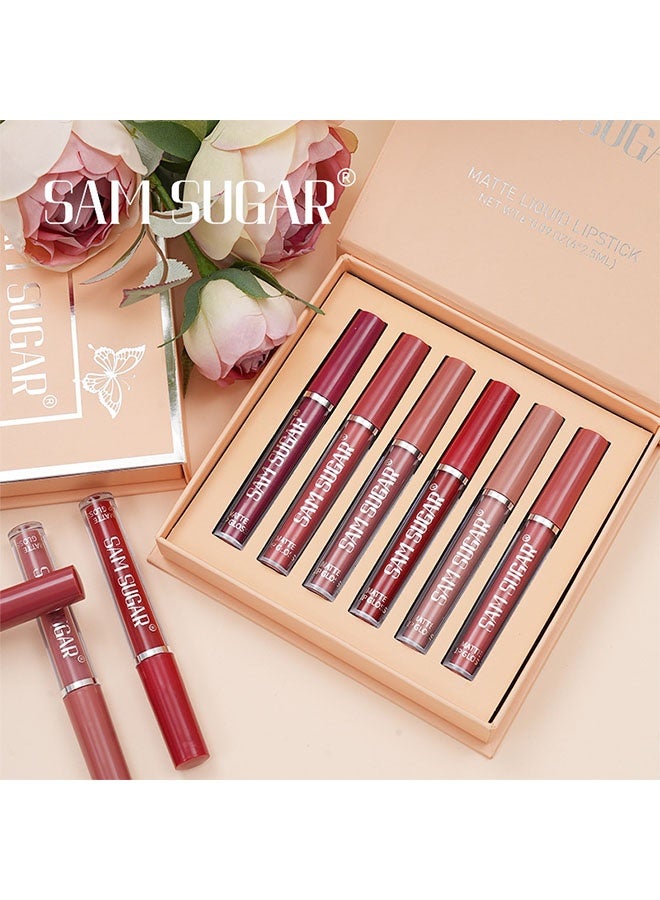 SAM SUGAR 6PCS Matte Liquid Lipstick Set Contains Smooth Lip Lacquer Moisturizing Long Lasting Waterproof Velvet High Pigmented Lip Makeup Set For Women - Image 4