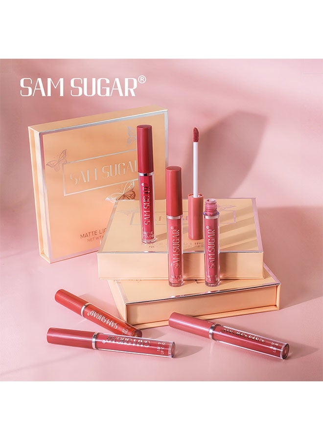 SAM SUGAR 6PCS Matte Liquid Lipstick Set Contains Smooth Lip Lacquer Moisturizing Long Lasting Waterproof Velvet High Pigmented Lip Makeup Set For Women - Image 5