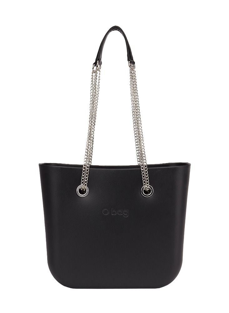 O bag mini with Long Double Chain Handles in Black - Image 2