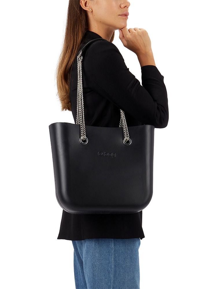 O bag mini with Long Double Chain Handles in Black - Image 1