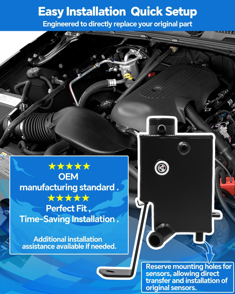 Quixofiber 603-102 15203949 Coolant Overflow Recovery Reservoir Tank Compatible with Chevrolet Silverado 1500 2500 3500, Suburban, Tahoe & GMC Sierra, Yukon & Cadillac Escalade, Aluminium Alloy - Image 4