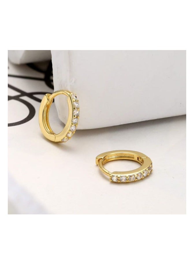 3 Pairs Hypoallergenic Zircon Earrings - Electroplated Stud Hoop Cartilage Earrings Set - Image 3