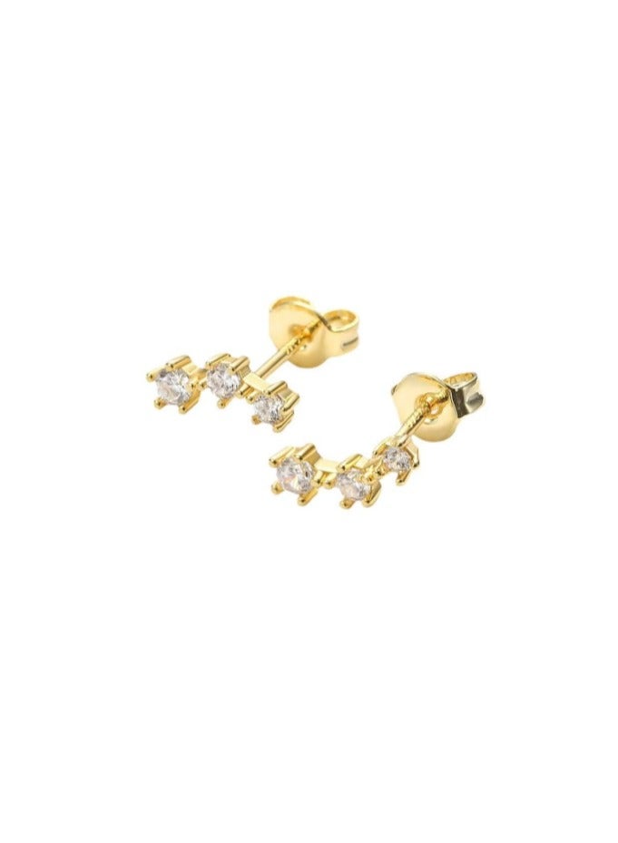 3 Pairs Hypoallergenic Zircon Earrings - Electroplated Stud Hoop Cartilage Earrings Set - Image 4