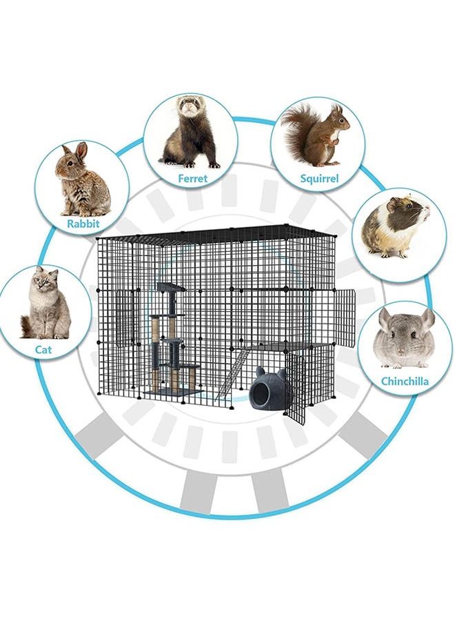 Generic 1 Tier Cat Cage Indoor Large Detachable Metal Wire Pet Playpen Cage DIY Small Animal Enclosures Kennels for Cat Kitten Puppy Black  - Image 3