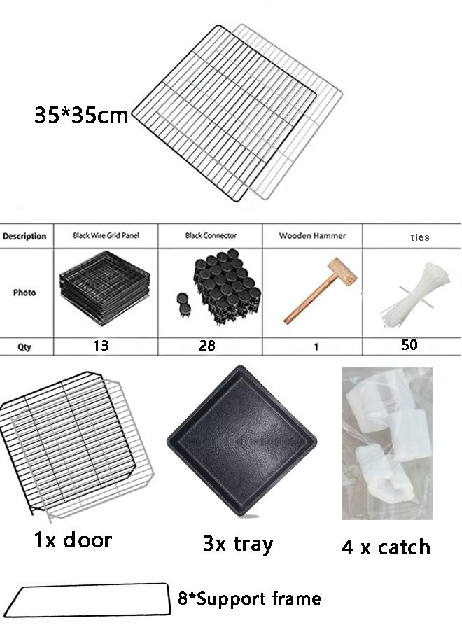 Generic 1 Tier Cat Cage Indoor Large Detachable Metal Wire Pet Playpen Cage DIY Small Animal Enclosures Kennels for Cat Kitten Puppy Black  - Image 2