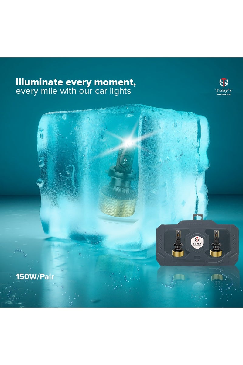 توبيز مصابيح أمامية LED فائقة السطوع EC-75 H7 من توبي، قطعتان، 15000 لومن، 150 واط/زوج، مقاومة للماء IP65، تبريد مزدوج من أنابيب النحاس، وناقل حركة ذكي للقيادة الليلية الشاقة - Image 2
