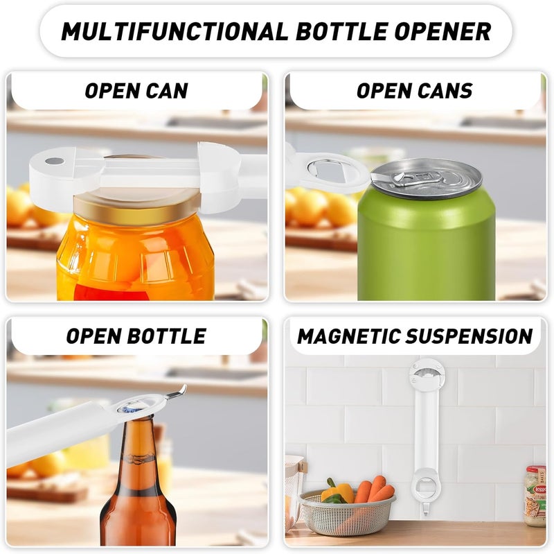 Banyaa Jar Opener Bottle Opener for Seniors with Arthritis, Multi Retractable Magnetic Can Opener, Jar Grippers for Opening Jars, Kitchen Gadgets for Weak Hands and Senior Arthritis (White) - Image 4