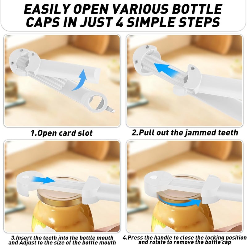 Banyaa Jar Opener Bottle Opener for Seniors with Arthritis, Multi Retractable Magnetic Can Opener, Jar Grippers for Opening Jars, Kitchen Gadgets for Weak Hands and Senior Arthritis (White) - Image 3