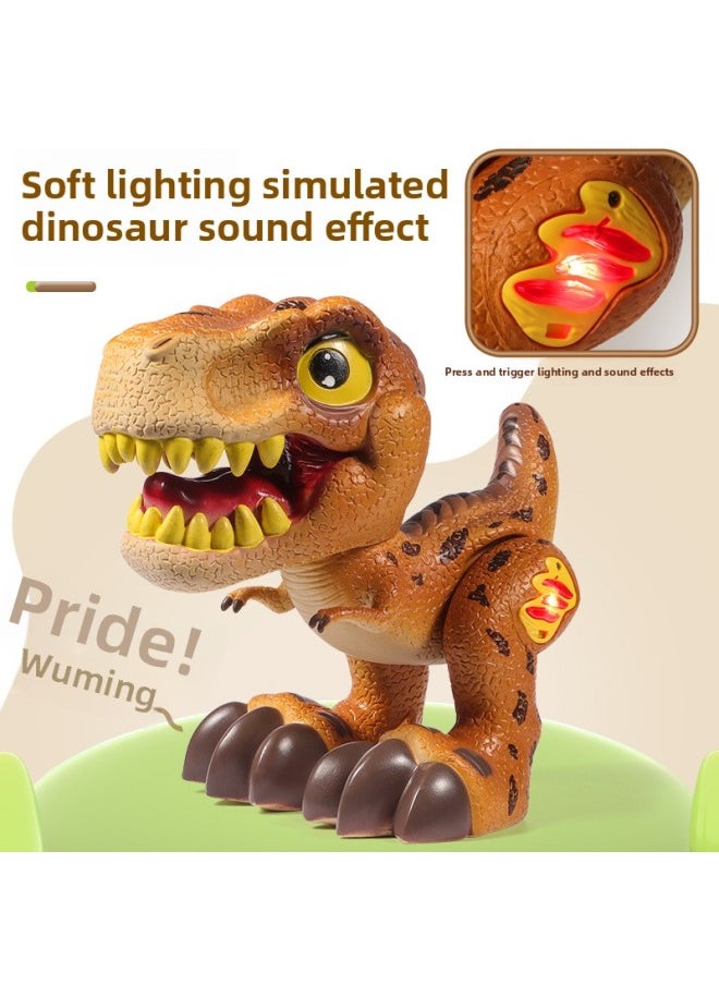 null - Cartoon Q Dinosaur Doll Toy Dinosaur Children's Ornaments Sounding Light Triceratops Raptor Toy-Specifications:Medium-Velociraptor [Color Box-Silent Light]] - Image 1