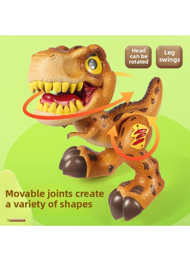 null - Cartoon Q Dinosaur Doll Toy Dinosaur Children's Ornaments Sounding Light Triceratops Raptor Toy-Specifications:Medium-Velociraptor [Color Box-Silent Light]] - Image 1