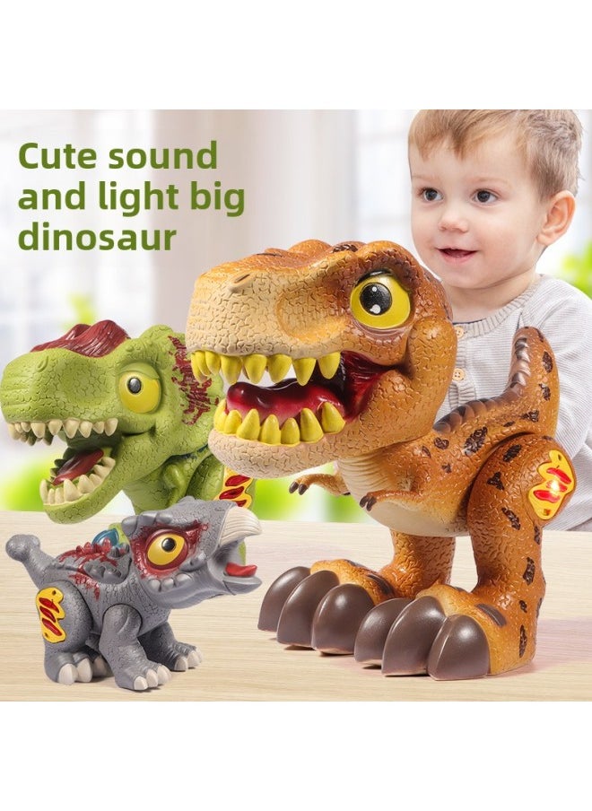 null - Cartoon Q Dinosaur Doll Toy Dinosaur Children's Ornaments Sounding Light Triceratops Raptor Toy-Specifications:Medium-Velociraptor [Color Box-Silent Light]] - Image 1