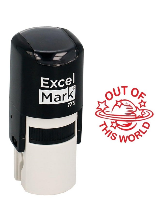 ExcelMark Round Teacher Stamp Out Of This World Red Ink  - Image 1