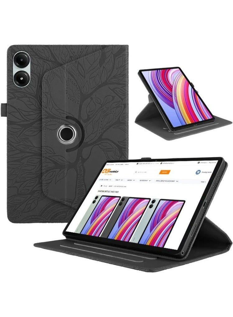 حافظة حماية للتابلت متوافقة مع Redmi Pad Pro حجم 12.1 بوصة حافظة تابلت بزاوية دوران 360 درجة حافظة تابلت قابلة للطي غلاف مزخرف بشجرة الحياة غلاف عملي