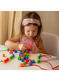 RAINBOW TOYFROG Lacing Beads For Toddlers (60 Stringing Beads,4 Strings) -Educational Montessori Preschool Activities,Toddler Sensory Occupational Therapy Toys Autism Ot (With Storage Bag)  - Image 4