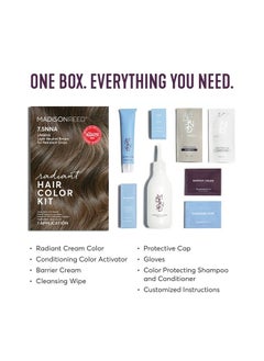 Madison Reed Radiant Hair Color Kit, Light Neutral Brown for 100% Coverage of Resistant Gray Hair, Ammonia-Free, 7.5NNA Umbria Light Brown, Permanent Hair Dye, Pack of 1  - Image 2