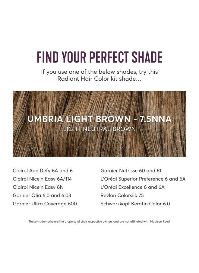 Madison Reed - Radiant Hair Color Kit, Light Neutral Brown for 100% Coverage of Resistant Gray Hair, Ammonia-Free, 7.5NNA Umbria Light Brown, Permanent Hair Dye, Pack of 1 - Image 1