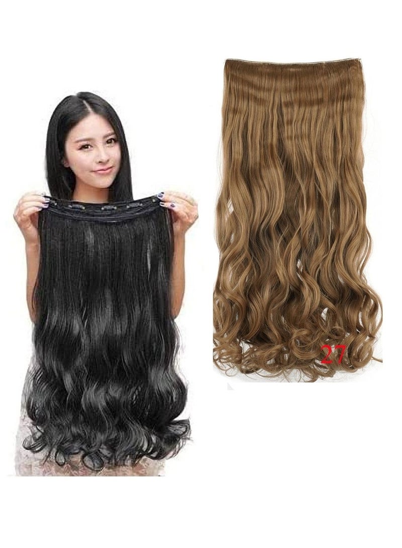 إستيل إطالة شعر Eestelle برأس كامل من قطعة واحدة طويلة مفرودة ومموجة ، مع 5 مشابك ، مناسبة للنساء والفتيات (# 27 ، موجة الجسم) - Image 1