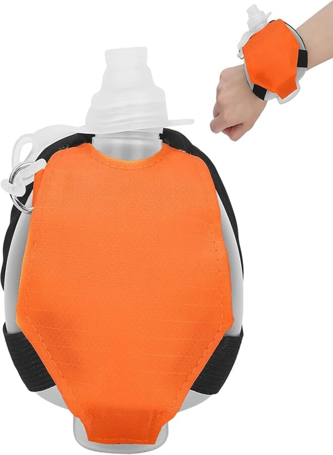 Sonew Sports Wrist Water Bottle Wearable HandsFree Silicone Portable Water Bottle Leak proof Running Water Bottles for Runners and Athletes Must Have Running Accessory orange