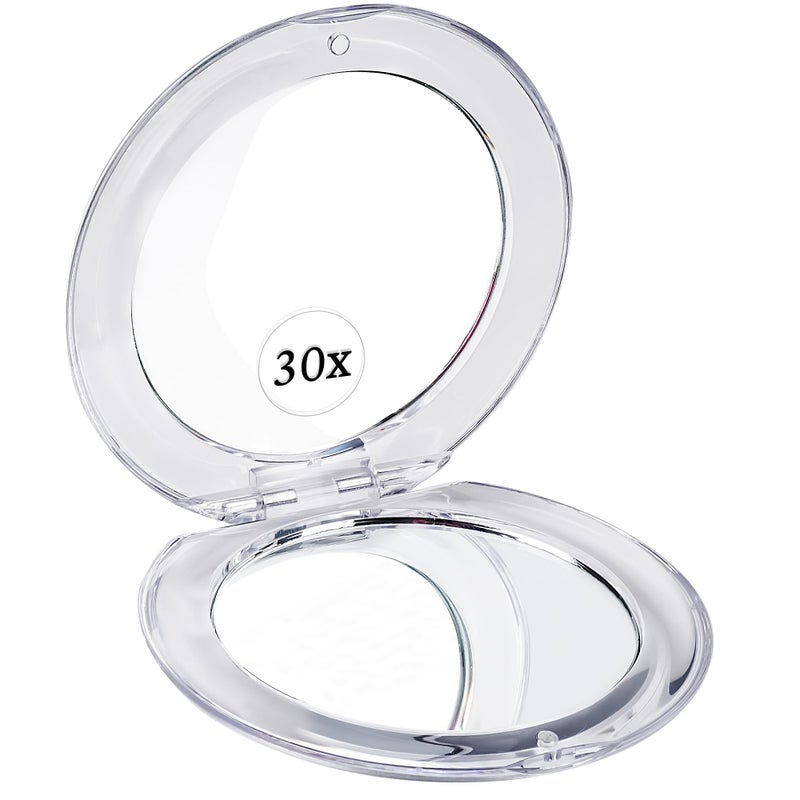 MIRRORVANA Small Compact 30X Magnifying Mirror for Travel Handheld Foldable Very Lightweight Mini PocketSized Magnified Mirror for Purse Round 33 Diameter - Image 3