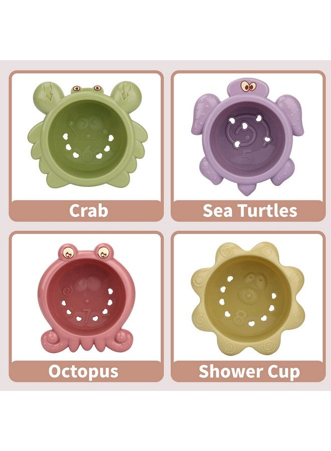 LZZAPJ Bath Toys for Toddlers Age 2-4, Bathtub Water Toys for Kids Age 1-3, Toddler Bath Toy Contains 4 Stackable Cups and 2 Boats and 1 Conch Spoon, Gift for Infants Boys Girls 6-12 Months - Image 4