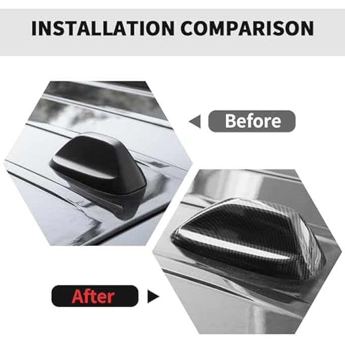 rayihni Carbon Fiber Roof Antenna Cover Trim Decoration Exterior Accessories for Dodge Durango 2014-2024,for Dodge Ram 2018-2024,for Jeep Grand Cherokee 2021-2024 - Image 3