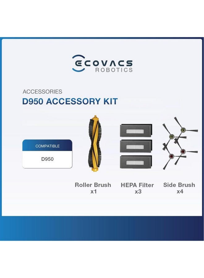 ECOVACS Original Accessory Kit for DEEBOT OZMO 950|N8|N8 Pro|T8| T8 Pro Only (1 X Roller Brush, 4 X Side Brush & 3 X EPA Filter), For Approx 1 year of regular usage (Not Compatible to any other model) - Image 2