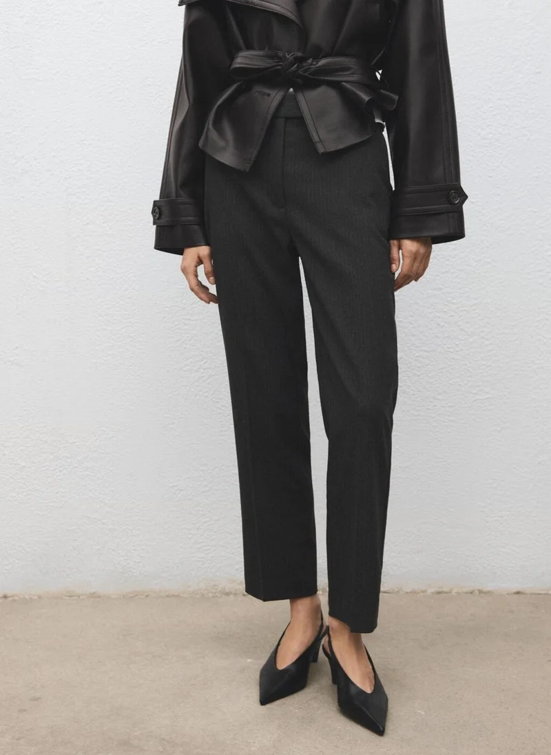 MANGO Pinstripe cropped fitted pants