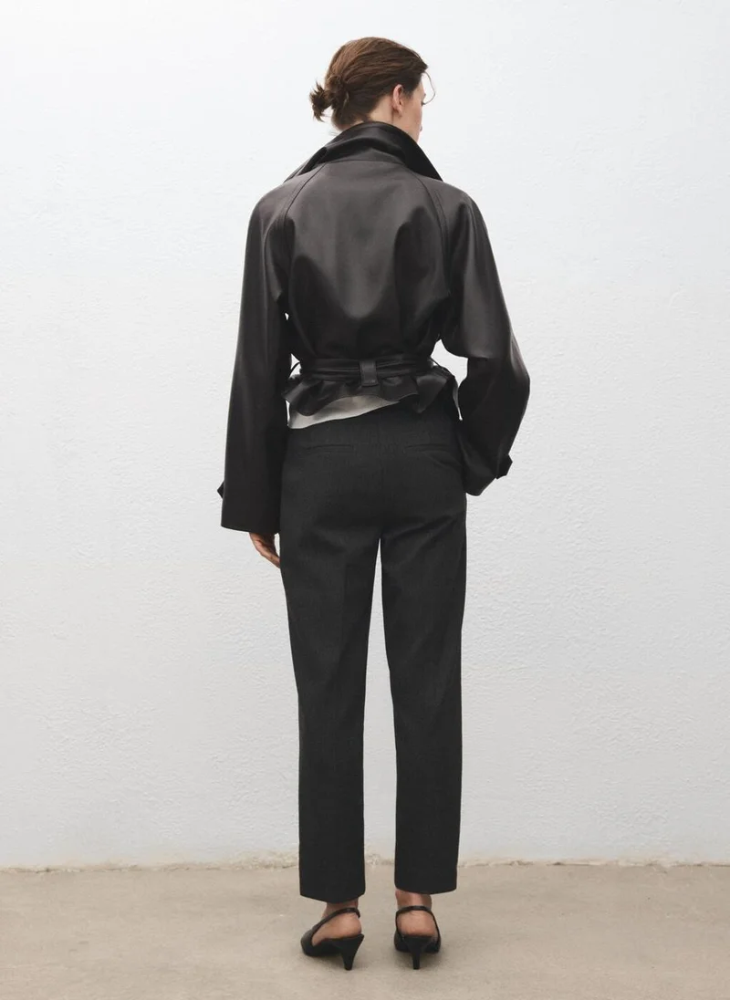 MANGO Pinstripe cropped fitted pants