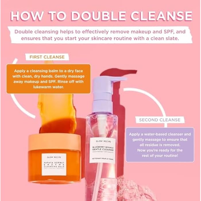 Glow Recipe Papaya Enzyme Cleansing Balm Makeup Remover - Gentle Exfoliator, Makeup Melting Balm & Face Cleanser for Women - Exfoliating Face Wash to Even Skin Tone & Lock-in Facial Hydration (3.38oz) - Image 4