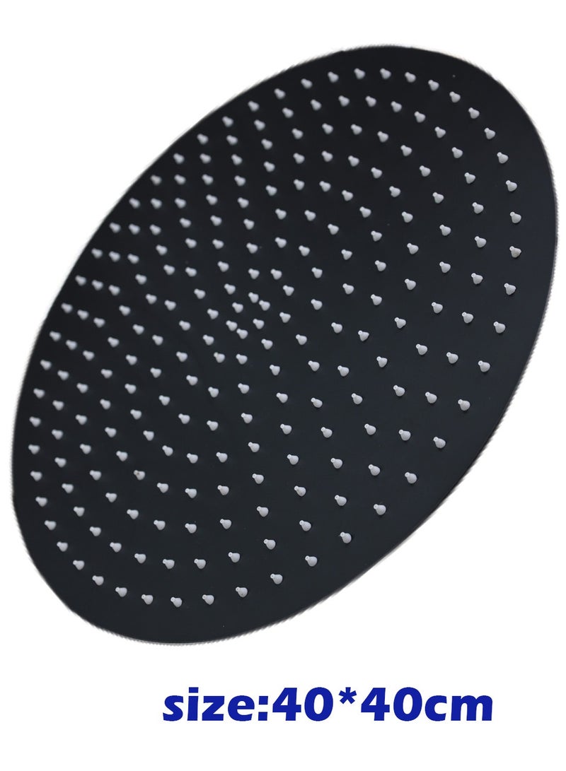 Round Rain Shower G1/2 Adjustable Angle High Pressure Shower Head Bathroom Shower Head Polished Black Bathtub Rain Shower Head Replacement 40*40cm - Image 4