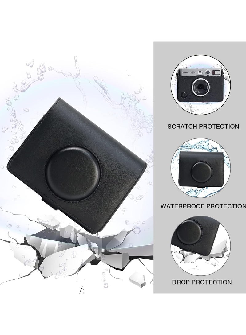 DURKU Black Lychee Texture Horizontal Style Camera Case for Fuji Mini EVO, Shoulder Strap Adjustable. - Image 5