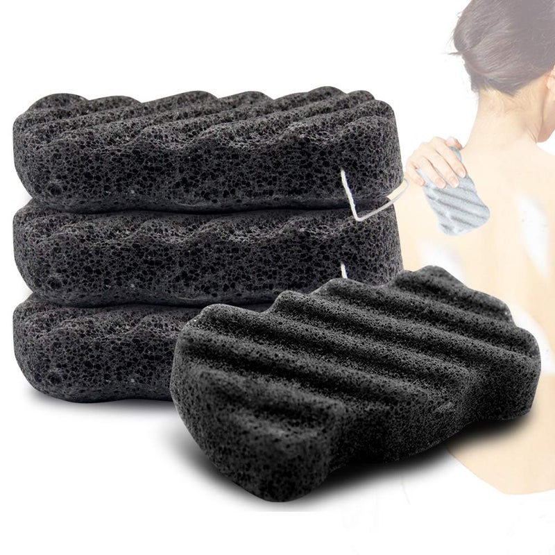 Konjac Body Sponge Set of 4 Bamboo Charcoal Body Facial Sponge Exfoliator Sponge Exfoliating Facial Cleansing for Men Women 4 Pack