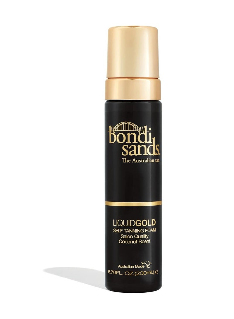 BONDI SANDS Liquid Gold Self Tanning Foam Enriched with Argan Oil Vegan Cruelty Free Coconut Scent 200mL - Image 1